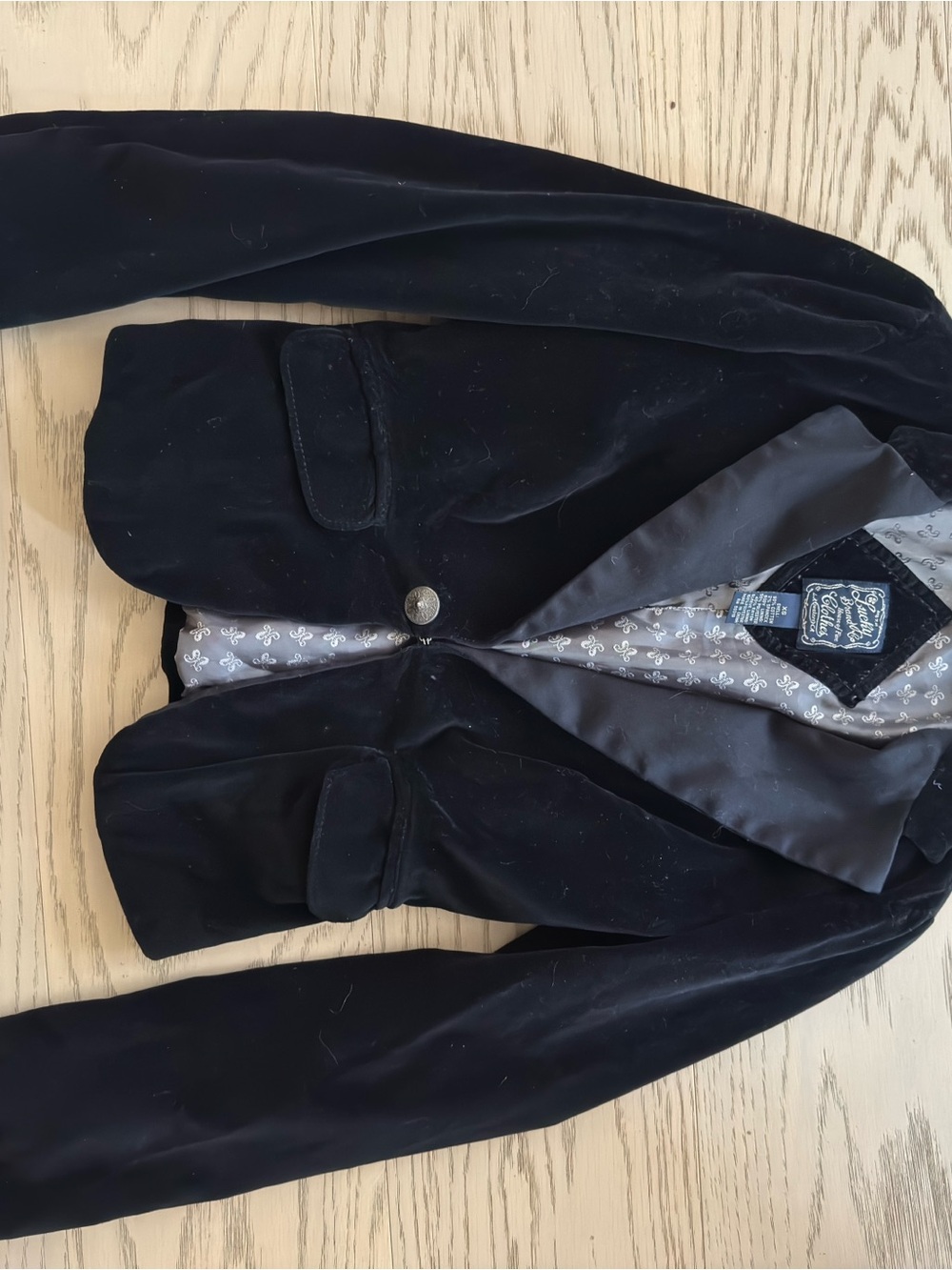 Vintage Lucky Black Velvet Single-Button Blazer -women